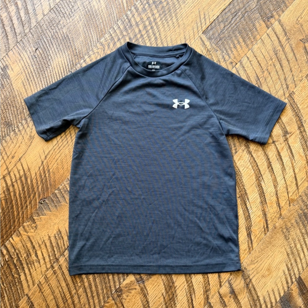 Under Armour Youth XS Lot of 2 Performance Tech T-Shirts Blue Grey Athletic Tees - Picture 5 of 7